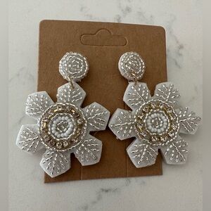 Handmade Seed Bead Snowflake Earrings